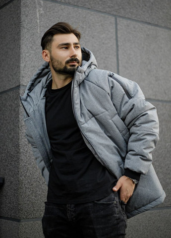 Сіра зимня утеплена чоловіча куртка No Brand