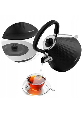 Електрочайник електричний чайник ергономічний метал з підсвічуванням фільтром 1,7 л 2200 Вт 29х23 см (475763-Prob) Чорний Unbranded (271039197)