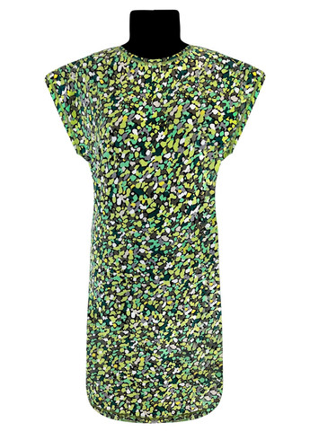 Зеленое повседневный платье батал вискоза камешки Жемчужина стилей с абстрактным узором