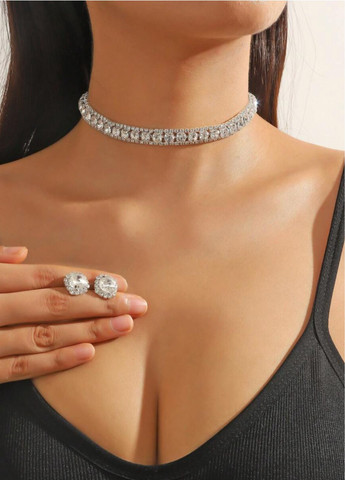 Набір жіночий сережки і кольє з камінчиками Fashion Jewelry (269713749)