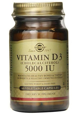 Vitamin D3 (Cholecalciferol) 5000 IU 60 Veg Caps SOL-03312 Solgar (256721555)