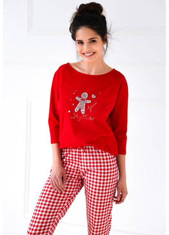 Красная всесезон пижама из хлопка красная с рождественским принтом christmas cookie s2020192 Sensis