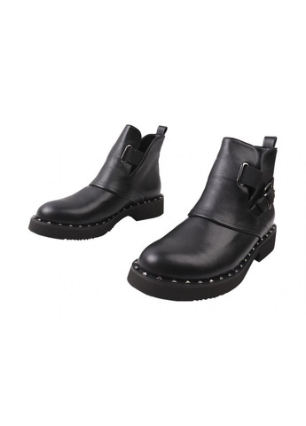ботинки женские с эко кожи, на низких ходу, черные, Gelsomino