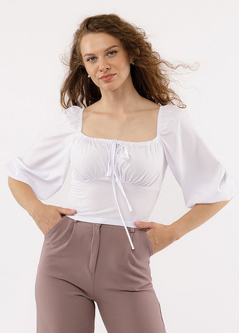 Белая демисезонная женская блуза цвет белый цб-00226139 Wafa