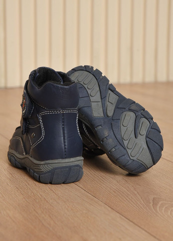 Темно-синие спортивные осенние ботинки детские демисезонные для мальчика темно-синего цвета Let's Shop