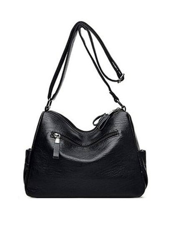 Вместительная сумка из искусственной кожи с большим количеством отделений черная Valiria Fashion (276254573)