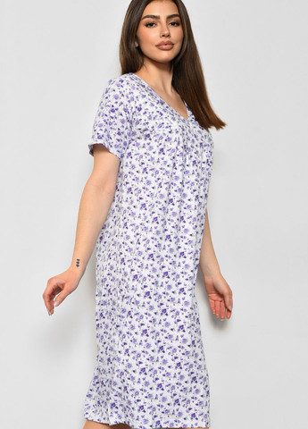Нічна сорочка жіноча напівбатальна білого кольору з квітковим принтом Let's Shop (277925596)