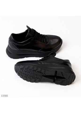 Чорні осінні шкіряні жіночі кросівки No Brand