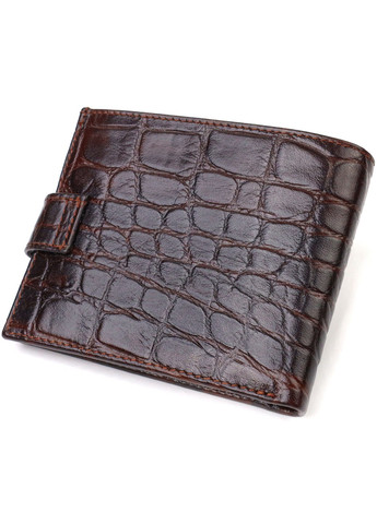Стильний горизонтальний гаманець для чоловіків з натуральної шкіри з тисненням під крокодила 21890 Коричневий Canpellini (259873995)