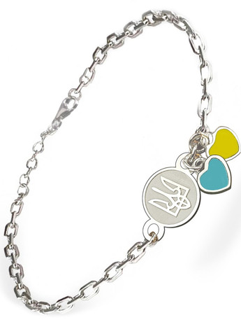 Серебряный браслет на цепочке Герб Украины регулируеться родированное серебро Family Tree Jewelry Line (266267236)