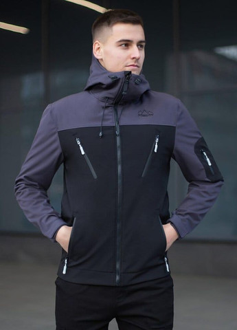 Темно-сіра демісезонна тепла повсякденна куртка з soft shell Vakko