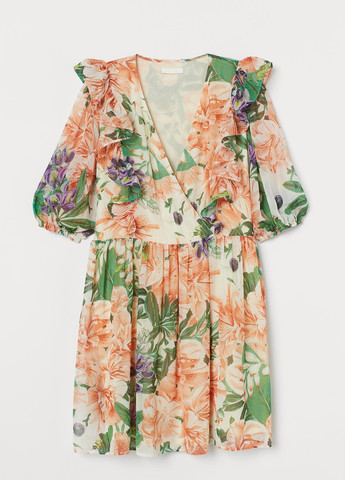 Бежевое сукня літо,бежевий в кольорові візерунки, H&M