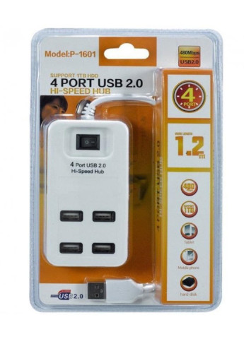 Хаб концентратор UKC на 4 порта USB 2.0 P-1601 с выключателем Home (256789133)