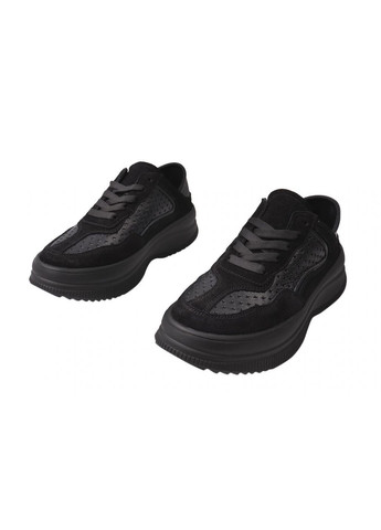 Черные кроссовки женские из натуральной замши, на низком ходу, на шнуровке, цвет черный, Best Vak 62-21DTS