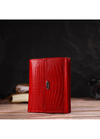 Фактурний гаманець для жінок середнього розміру з натуральної шкіри 21819 Червоний Canpellini (259873922)