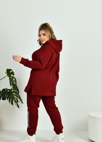 Женский теплый прогулочный костюм бордового цвета 383685 New Trend (257611085)