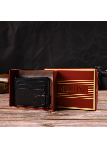 Классический надежный зажим для денег из натуральной гладкой кожи 21939 Черный Canpellini (259829951)