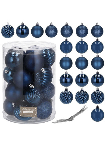Набір ялинкових куль d=6 см 20 шт CA0140 Springos темно-синій пластик