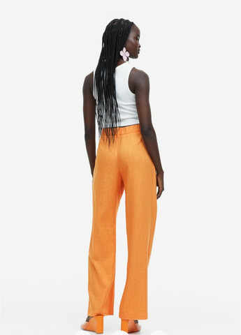 Женские элегантные брюки из льняной смеси Н&М (55765 ) XS Оранжевые H&M (258744220)