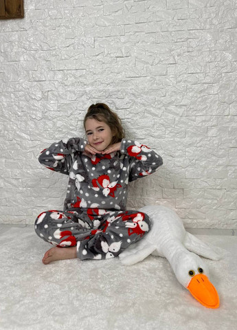 Сіра детская пижама двойка цвет серй принт лисичка р.110/116 446905 New Trend