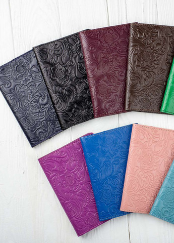 Кожаная Обложка Для Паспорта Villini 015 Цветы Темно-Зеленый Martec (259115814)