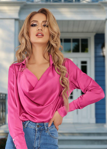 Рожева блузи рожева шовкова блуза (5215) Lemanta