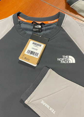 Кофта мужская оригинал реглан толстовка свитшот The North Face - крой логотип серый полиэстер, эластан - (265331209)