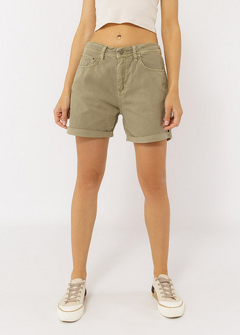 Женские короткие джинсовые шорты цвет оливковый ЦБ-00219070 Yuki (259498551)