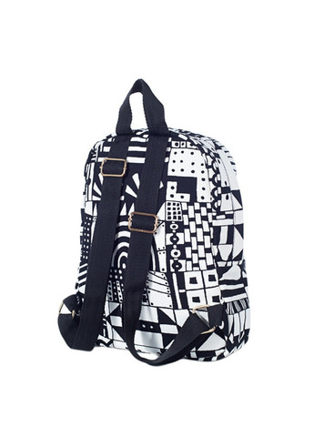Молодіжний жіночий рюкзак чорно білий з абстрактним малюнком із джинсової тканини середнього розміру 7,5 літрів. No Brand (258591385)
