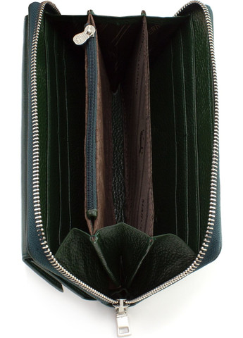 Женский кошелек-клатч из натуральной кожи на молнии с ремешком на запястье 19,5х11 6054-7(17079) зелёный Marco Coverna (259752585)