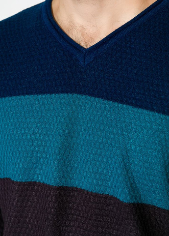 Прозрачный демисезонный пуловер трехцветный (сине-темно-синий) Time of Style