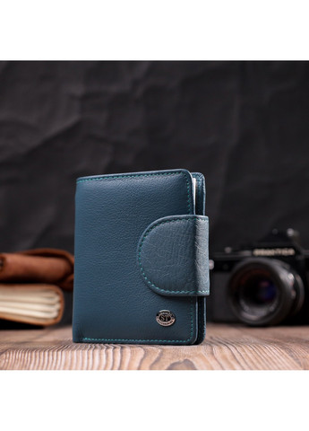 Красиве шкіряне портмоне з монетницею зовні для стильних жінок 19457 Бірюзовий st leather (277980529)