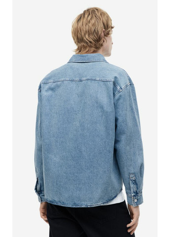 Чоловіча джинсова сорочка Н&М (56503) S Синя H&M (271494535)