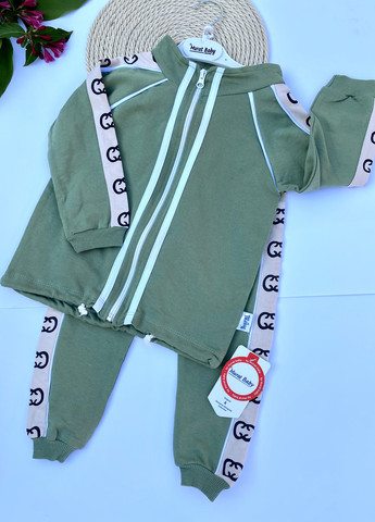 Светло-зеленый костюм детский в смужку спортивний Murat baby