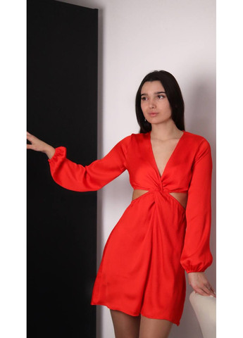 Красное праздничный женское платье с разрезами на талии (55715) 34 красное H&M