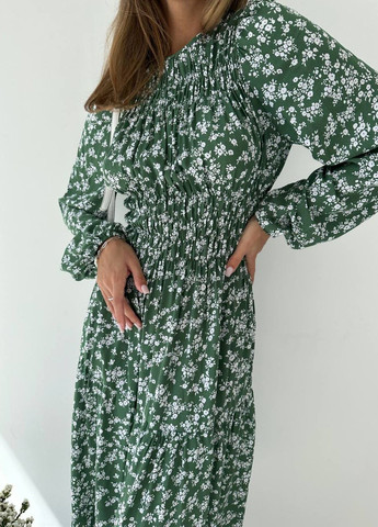 Оливковое женское платье софт No Brand