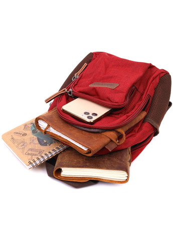 Компактный рюкзак из полиэстера с большим количеством карманов 22144 Бордовый Vintage (267925324)