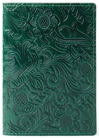 Кожаная Обложка Для Паспорта Villini 015 Цветы Темно-Зеленый Martec (259115814)