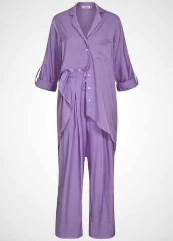 Комплект женский для дома и отдха - рубашка на пуговицах и укороченне брюки L Лавандовй "Лаванда" Garna (257699030)