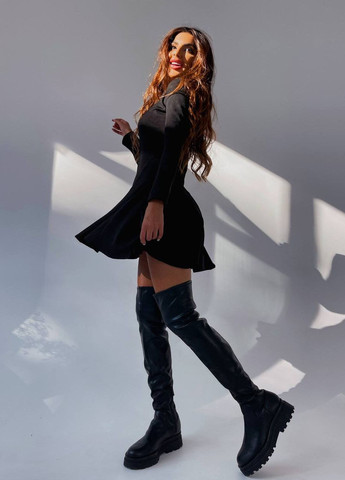 Чорна кежуал жіноча сукня рубчик No Brand
