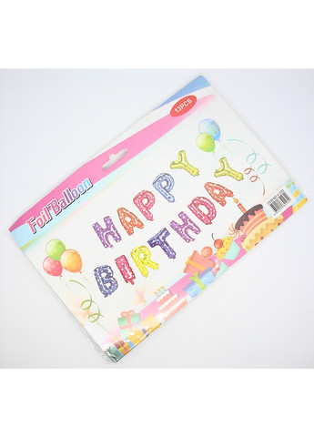 Шарики с днем рождения фольгированные набор шаров на день рождения буквы разноцветные 33 см полная фраза No Brand (259771276)