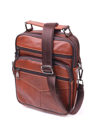 Отличная мужская сумка с ручкой кожаная 21277 Рыжая Vintage (258286267)