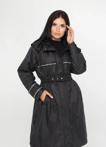 Черная демисезонная удлиненная куртка женская демисезонная SK