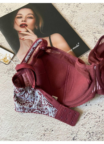 Бордовый бюстгальтер большого размера, бордовый лифчик на чашку е Lanny Mode