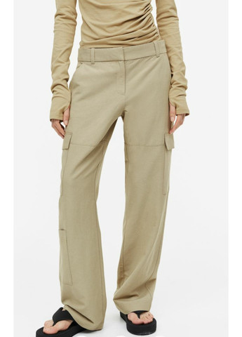Женские брюки карго из льняной смеси Н&М (55997) XS Бежевые H&M (260043849)