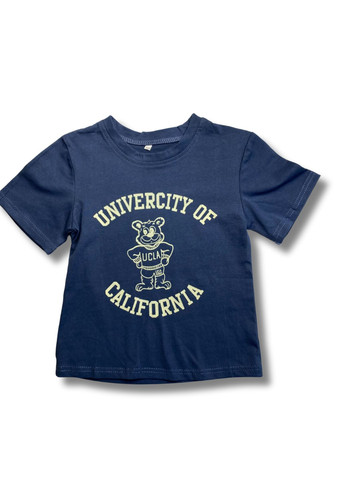 Синяя летняя футболка синяя детская с логотипом от 2 лет No Brand