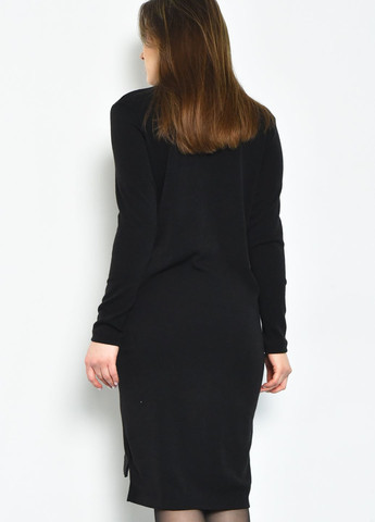 Черное вечернее женское базовое платье-гольф черного цвета футляр Let's Shop однотонное