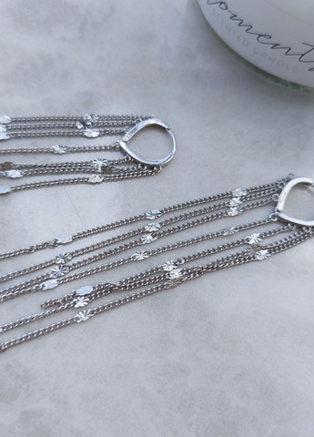 Длинные висячие женские серьги с цепочками MK1133 серебряный DeKolie (263777845)