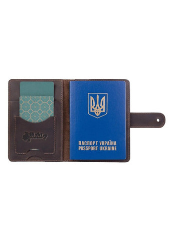 Обкладинка для паспорта зі шкіри «Mehendi Art» PB-02/1 Shabby Alga Темно-зелений Hi Art (268371722)