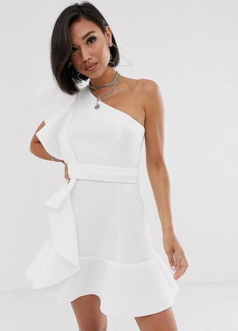 Белое платье мини на одно плечо Asos